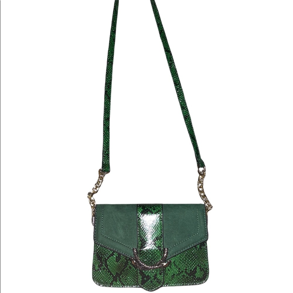 Topshop Green Snakeskin Crossbody Bag